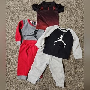 2 sets of jordan sweats. Size 24 months. 1 jordan dri- fit shirt size 2t.